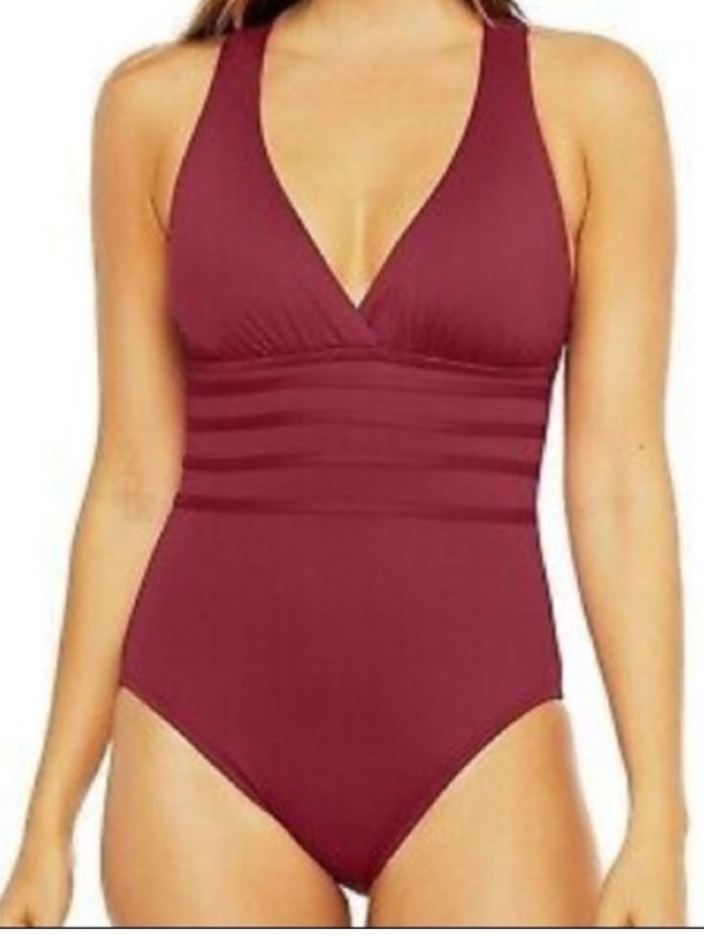 NWT La Blanca Cross Back One-Piece V-Neck Swimsuit $135